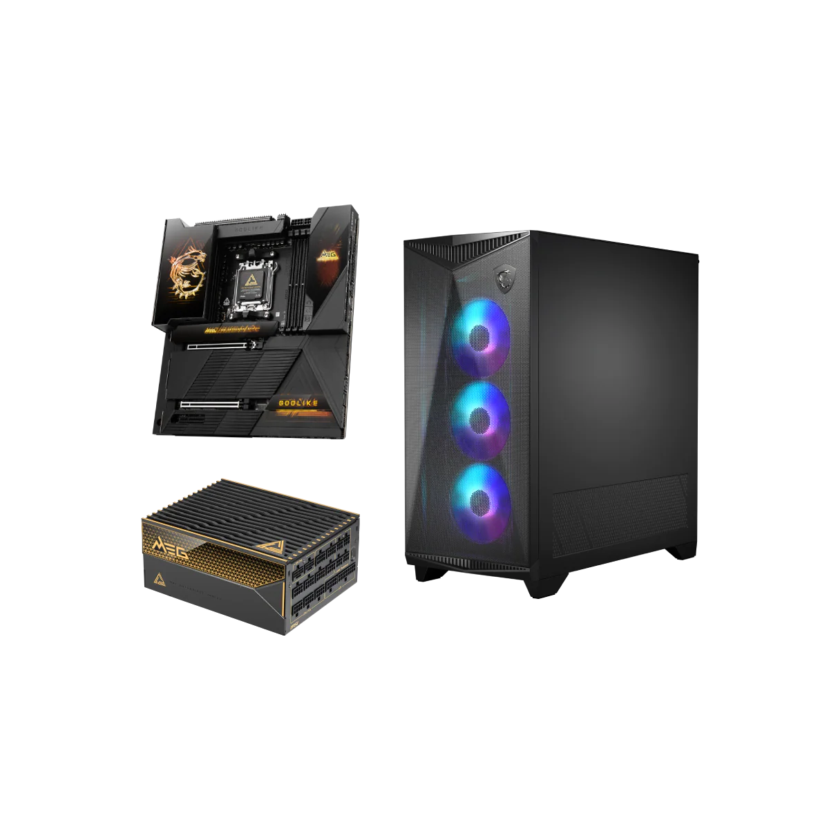 Basis-Komponenten-Duo - Mainboard + Gehäuse + PC Netzteile
