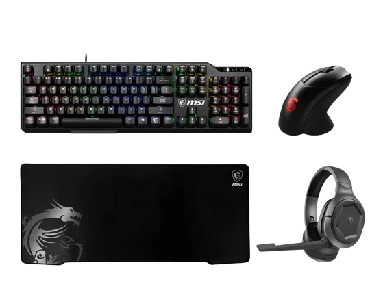MSI ELITE Pack: GK41 Tastatur - GM41 Maus WL - GH50 Headset USB - GD70 Mauspad